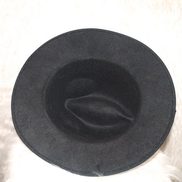 Men's Black With White Fedora HAT - Picture 2 of 2